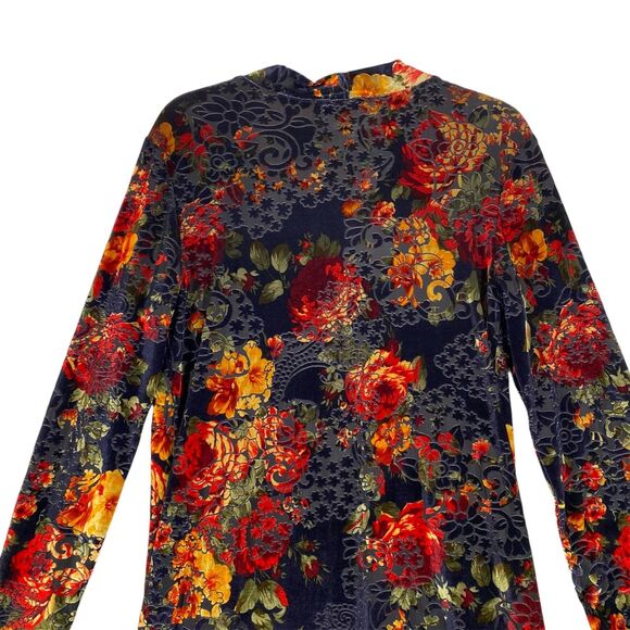 Silverado Duster Jacket Womens Small Blue Velvet Burnout Floral Pockets Boho - Picture 5 of 11